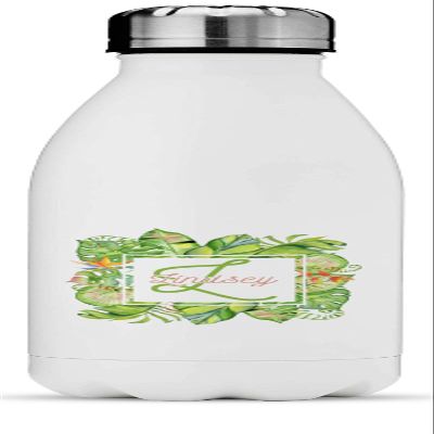 Personalized Tropical Leaves Border Water Bottle - 17 oz. - Stainless Steel - Full Color Printing