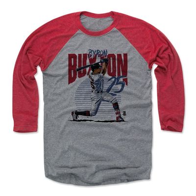 500 LEVEL Byron Buxton 3/4 Sleeve T-Shirt (Baseball Tee, Medium, Red/Heather Gray) - Byron Buxton Rise R