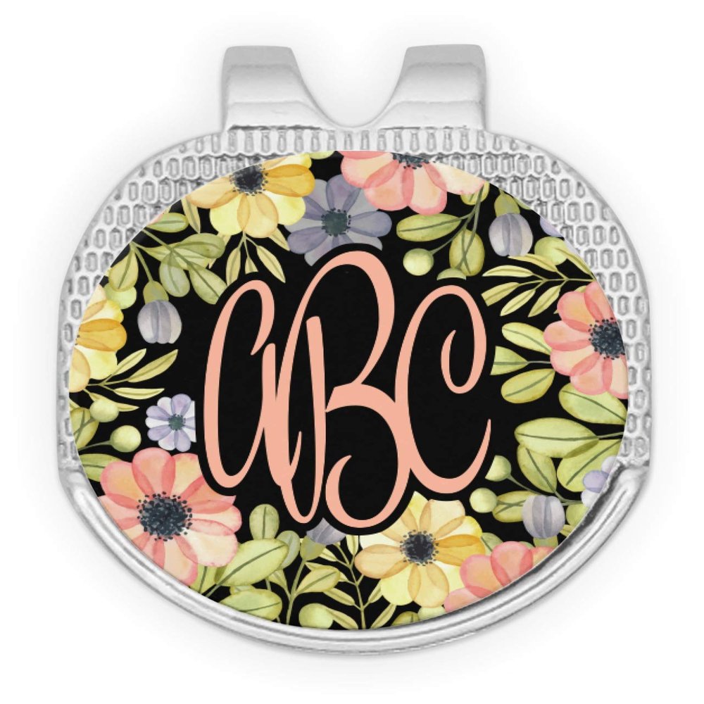 YouCustomizeIt Personalized Boho Floral Golf Ball Marker - Hat Clip - Silver