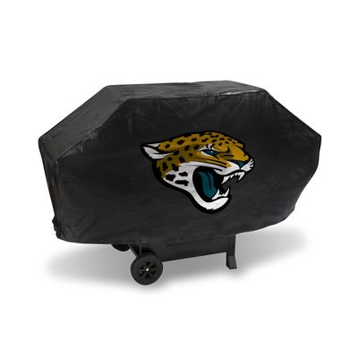 Rico Industries NFL Jacksonville Jaguars Black Deluxe Grill Cover Deluxe Vinyl Grill Cover - 68" Wide/Heavy Duty/Velcro Staps