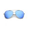 Fashion Culture Women's Fame Mirrored Blue Flat Lens Aviator Sunglasses, Silver view 1