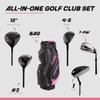 Aspire PRO-X 16-Piece Womens Golf Club Set, Includes Titanium F Driver, #3 Fairway Wood, 4-5 Hybrids, 7-SW Irons, Putter, Cart Bag, 4 H/C's, Golf Clubs Women Right Handed, Regular & Petite Sizes view 2