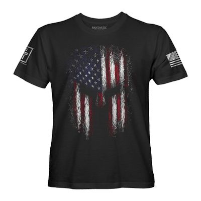 USA American Spartan Patriotic Shirts for Men T-Shirt (Black, 5XL)