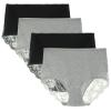 LIQQY Lace Underwear for Women High Waisted Brief Comfort Cotton Full Coverage No Roll Panties Multipack (Medium, Black/Heather Grey) view 1