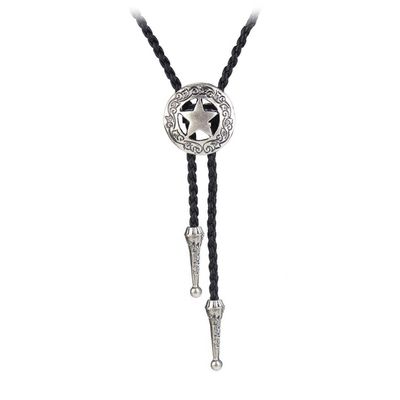 BRBAM Vintage Style Bolo Tie Western Cowboy Leather Rodeo Bolo Bola Tie Necktie for Man (Star Shield-S)