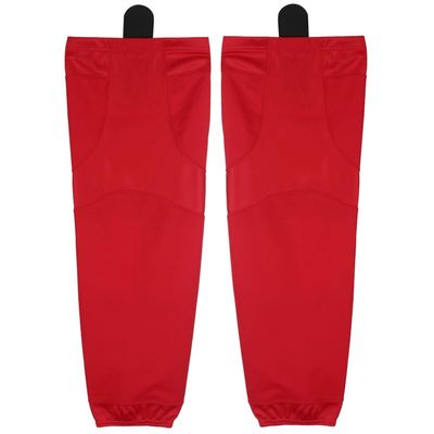 PEAR SOX Stock Polyester Pro-Mesh Ice Hockey Solid Socks for Senior, Junior Athletes - Breathable Mesh Inserts, Two Sewn-in Straps, Ergonomic Fit Elastic Ankle (Scarlet, Large)