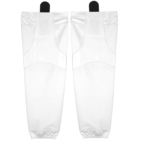 PEAR SOX Stock Polyester Pro-Mesh Ice Hockey Solid Socks for Senior, Junior Athletes - Breathable Mesh Inserts, Two Sewn-in Straps, Ergonomic Fit Elastic Ankle (White, X-Small)