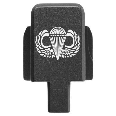 NDZ Performance Rear Slide Cover Plate for Sig P320 Series 9mm .40 .357 .45 ACP Laser Engraved Anodized Aluminum in Black, Made in The USA - Airborne Jump Wings