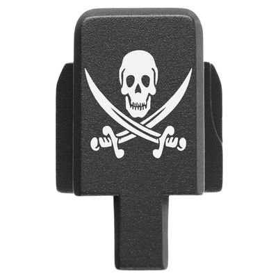 NDZ Performance Rear Slide Cover Plate for Sig P320 Series 9mm .40 .357 .45 ACP Laser Engraved Anodized Aluminum in Black, Made in The USA - Skull and Crossbones Jolly Roger