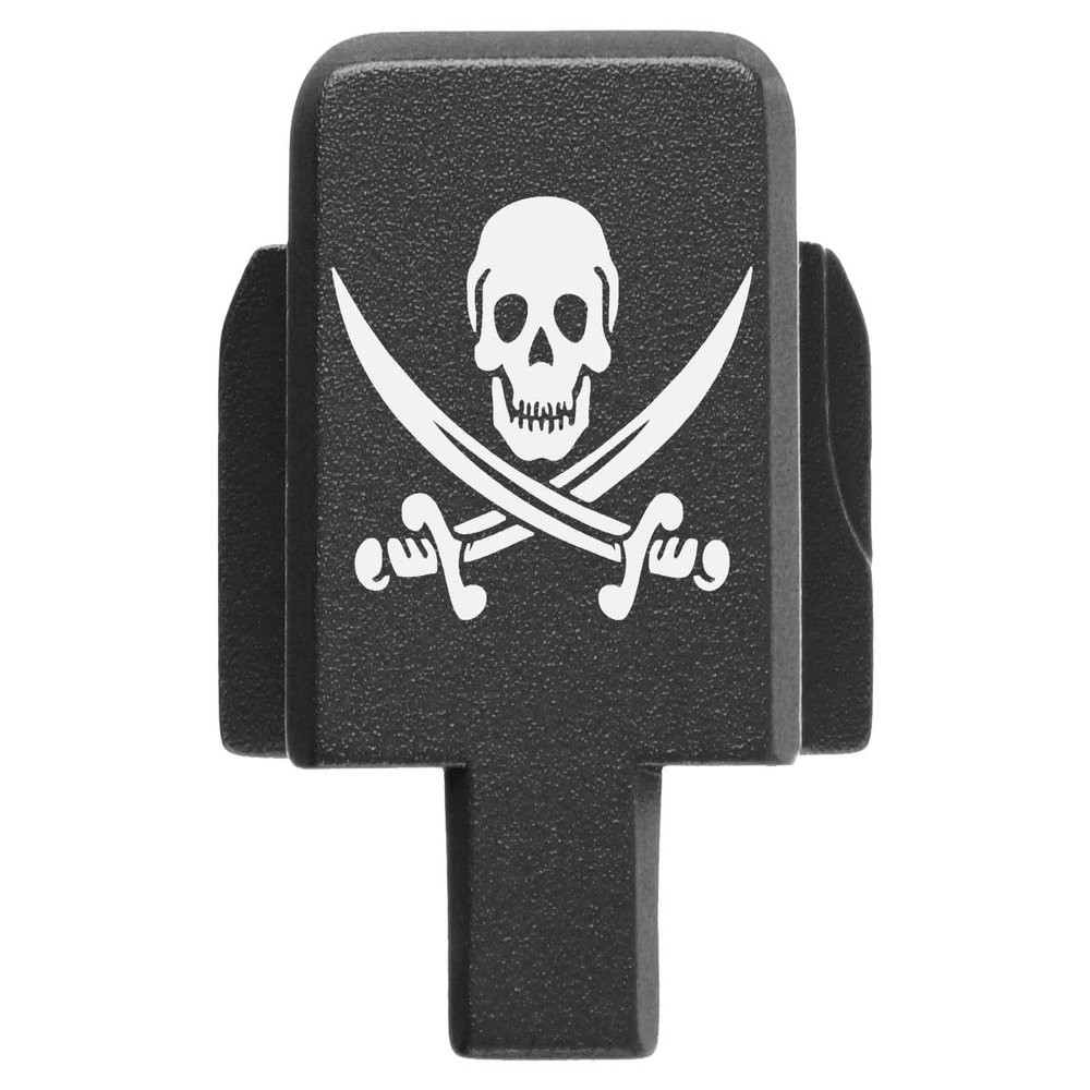 NDZ Performance Rear Slide Cover Plate for Sig P320 Series 9mm .40 .357 .45 ACP Laser Engraved Anodized Aluminum in Black, Made in The USA - Skull and Crossbones Jolly Roger