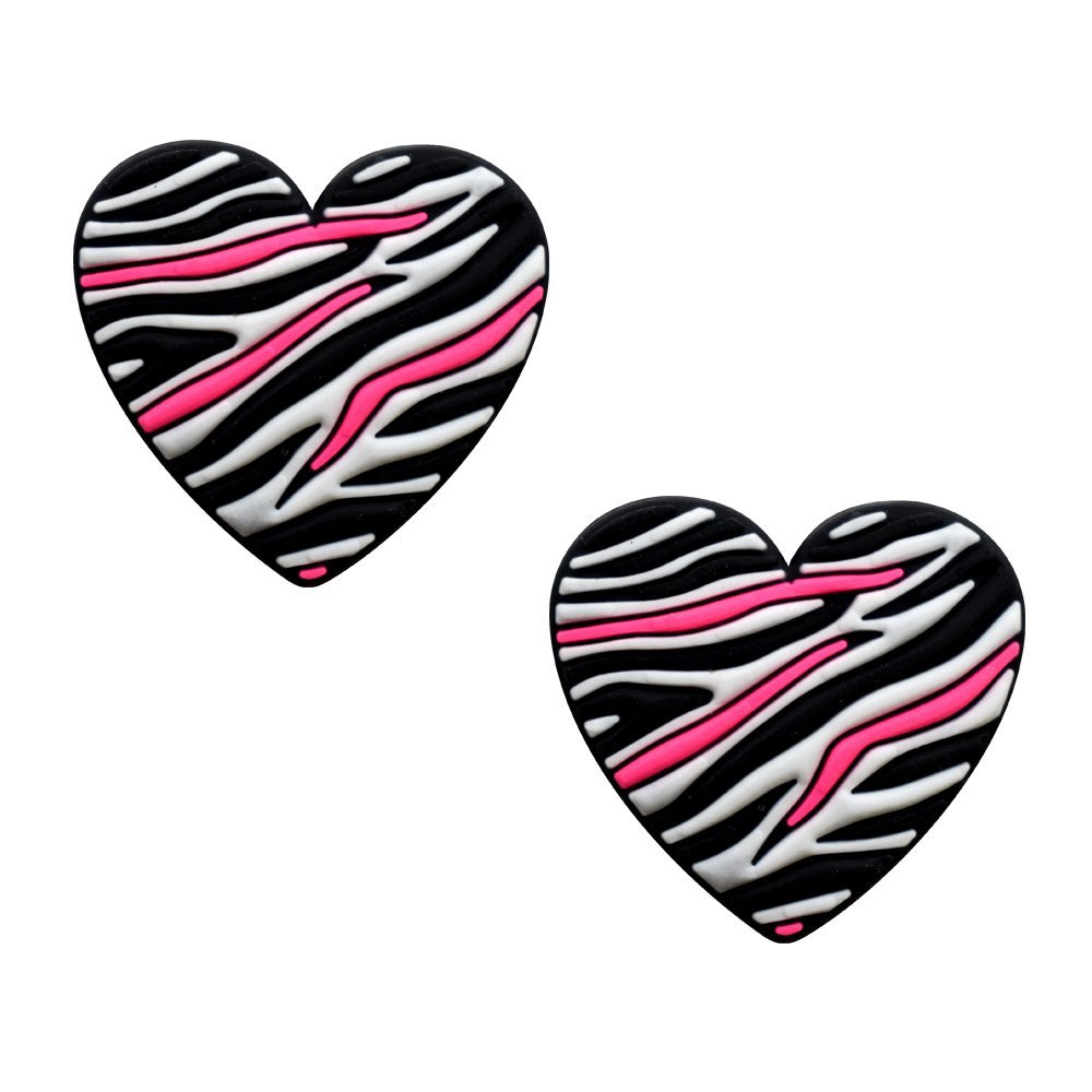 Heart Tennis Dampener Zebra Pattern 2 Pack of Tennis Racket Vibration Dampeners for Girls and Women