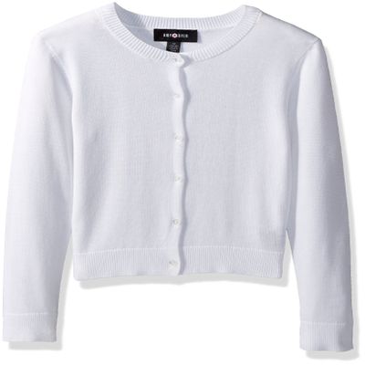 Amy Byer Big Girl's 7-16 Long Sleeve Cardigan Sweater Sweater, White, Large
