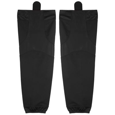 PEAR SOX Stock Polyester Pro-Mesh Ice Hockey Solid Socks for Senior, Junior Athletes - Breathable Mesh Inserts, Two Sewn-in Velcro Straps, Ergonomic Fit Elastic Ankle (Black, Large)
