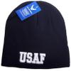 8" USAF Air Force Letters Black Embroidered Beanie Skull Cap Hat view 2
