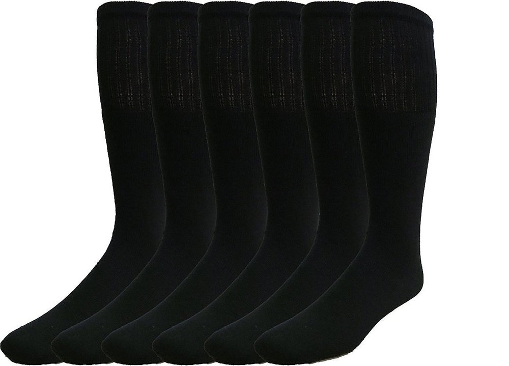 6 Pairs Value Pack of Wholesale Sock Deals Mens Cotton Tube Socks, Athletic Sport Socks, 10-13