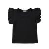 Mubineo Toddler Baby Girl Basic Plain Ruffle Sleeve Cotton T Shirts Tops Tee Clothes (Black, 0-6 Months) view 1