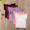 Mubineo Toddler Baby Girl Basic Plain Ruffle Sleeve Cotton T Shirts Tops Tee Clothes (Black, 0-6 Months) view 4