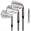 Majek Golf +3 inch over Ultra Big & Tall Senior Men's Wedge Set: 52 Gap Wedge (GW), 56 Sand (SW), 60 Lob (LW) (Tall 6'6"+ / +3"Over) Jumbo Black Pro Velvet Grip + Free Wedge Groove Sharpener-Silver view 1