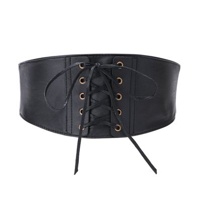 Aecibzo Women's Faux Leather Waist Belt Plus Wide Elastic Stretchy Cinch Belts (S/Fit waist 23.6"-26.7", Black)