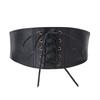 Aecibzo Women's Faux Leather Waist Belt Plus Wide Elastic Stretchy Cinch Belts (S/Fit waist 23.6"-26.7", Black) view 1