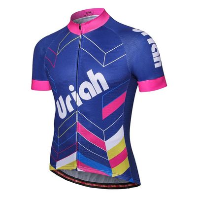 Uriah Men's Cycling Jersey Short Sleeve Reflective with Rear Zippered Bag Deep Blue Size 4XL
