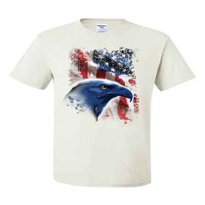 American Bald Eagle T-Shirt American Flag 4th of July Patriotic Mens Tee Shirt White Small