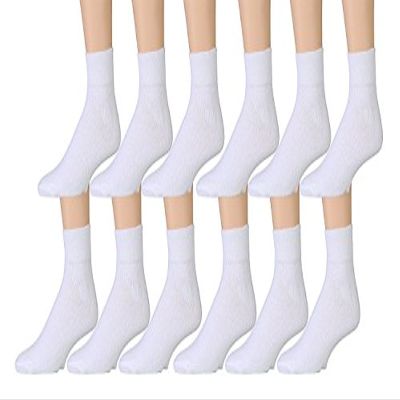 12 Pairs Value Pack of Wholesale Sock Deals Mens Ankle Socks, White, 10-13