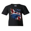 American Bald Eagle Youth T-Shirt American Flag 4th of July Patriotic Kids Tee Black Small view 1