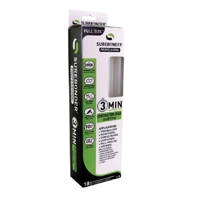 Surebonder .41 in. Dia. x 10 in. L 3 Minute Construction Grade Glue Sticks Clear 18 pk
