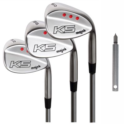 Majek Golf (Tall 5'8"+) Women's Complete Wedge Set: 52 Gap Wedge (GW), 56 Sand Wedge (SW), 60 Lob Wedge (LW) Right Handed Ladies Flex Steel Shaft. + Free Wedge Groove Sharpener (Silver)