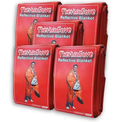 [5 Pack] ThermaSave Emergency Blanket for Survival | Lightweight, Durable, and Weather-Resistant Survival Blanket | Reflects and Retains Heat