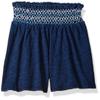 Flapdoodles Girls' Little Knit Short with Smocked Waist Band, Navy, 4 view 1