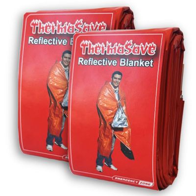 [2 Pack] ThermaSave Emergency Blanket for Survival | Lightweight, Durable, and Weather-Resistant Survival Blanket | Reflects and Retains Heat