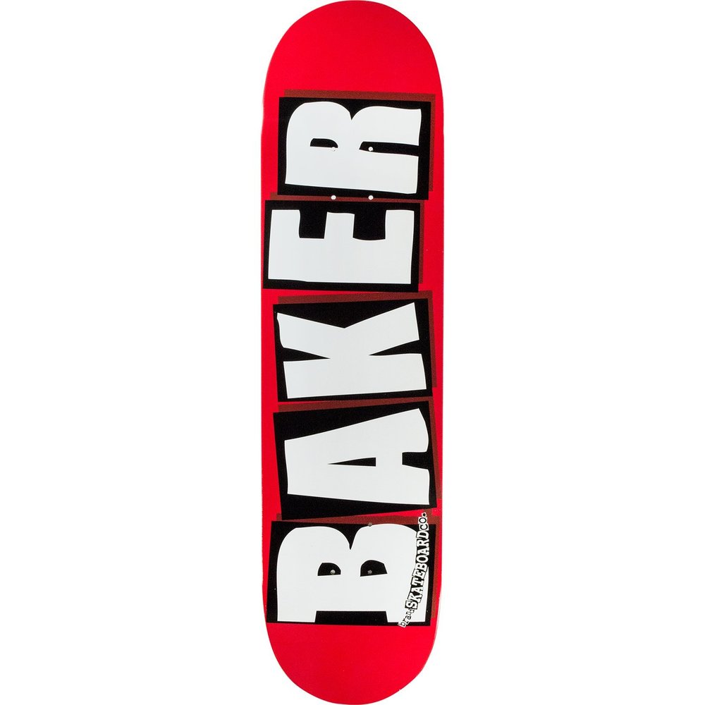 Baker Brand Logo Skateboard Deck -8.12 Red/White DECK ONLY - (Bundled with FREE 1'' Hardware Set)