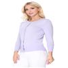 YEMAK Women's Knit Cardigan Sweater  3/4 Sleeve Crewneck Basic Classic Casual Button Down Soft Lightweight Knitted Top CO079-MGT-2X Magenta view 3