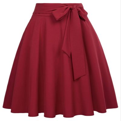 Belle Poque Women High Waisted A-Line Flared Midi Skirt with Pockets Wine Size L BP561-2