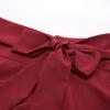 Belle Poque Women High Waisted A-Line Flared Midi Skirt with Pockets Wine Size L BP561-2 view 2