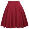 Belle Poque Women High Waisted A-Line Flared Midi Skirt with Pockets Wine Size L BP561-2 view 4