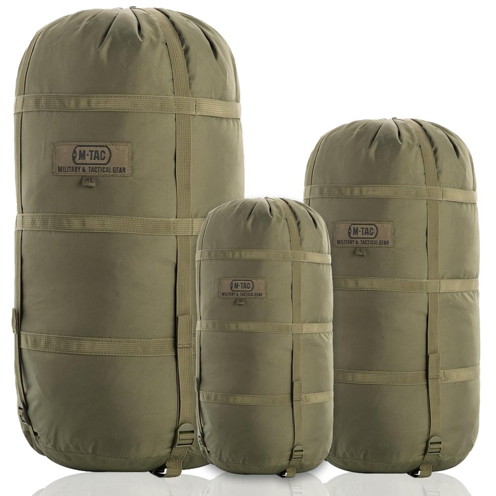 M-Tac Compression Stuff Sack for Sleeping Bag Military Water Resistant Compression Bag Lightweight Nylon Compression Sack for Travel, Camping, Hiking, Outdoor (Olive, XL - 40 liters)