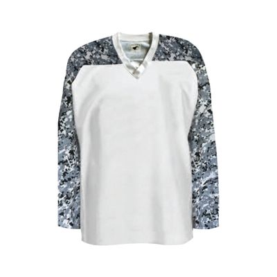 PEAR SOX Mesh Polyester Ice Hockey Jersey for Men's - Athletic Plain Practice/League/Team Jersey with Long Sleeves White/Camo