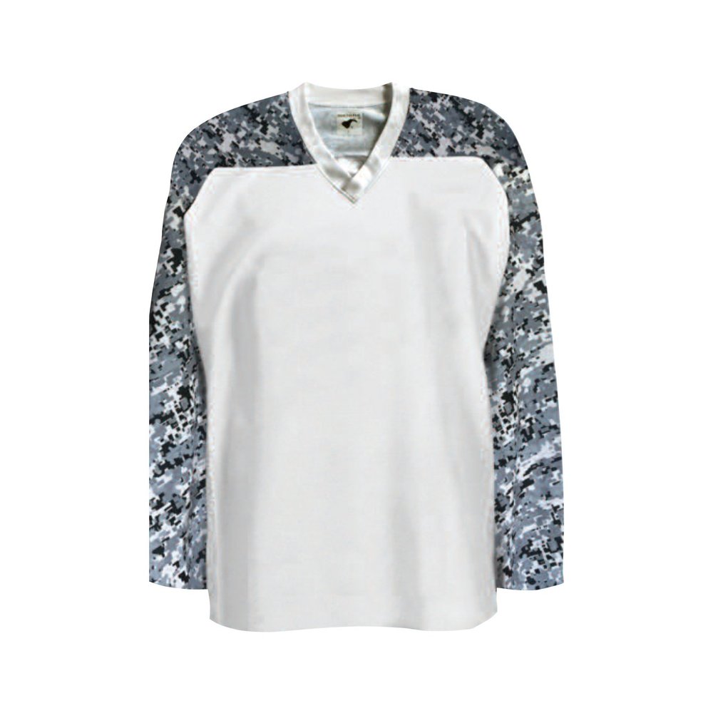 PEAR SOX Mesh Polyester Ice Hockey Jersey for Men's - Athletic Plain Practice/League/Team Jersey with Long Sleeves White/Camo