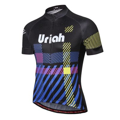 Uriah Men's Cycling Jersey Short Sleeve Reflective with Rear Zippered Bag Black Blue Size XXXL