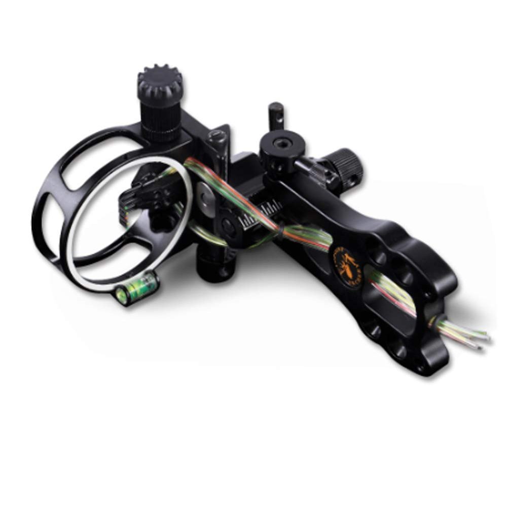 Archery Compound Bow Sight 5 Pins .019" Tool-Less Bow Sight with Micro Adjust Detachable Bracket LED Sight Light Left and Right Hand (Black)