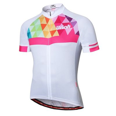 Uriah Men's Cycling Jersey Short Sleeve Reflective with Rear Zippered Bag Diamond White Size M