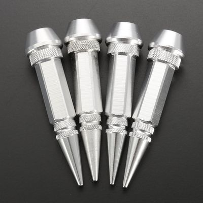 CoCocina 4pcs Aluminum Tire Dustproof Wheel Stem Valve Caps Car Auto Bike Spike Shape - Silver
