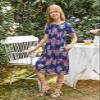 21KIDS Girls Floral Casual Short Sleeve Short Dress Maxi Dress with Pockets, Dark Blue, 6 Years view 4