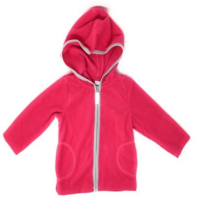 Carter's Girl's Fleece Zip-Up Hoodie (12 Months, Pink/Gray)