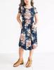 21KIDS Girls Floral Casual Short Sleeve Short Dress Maxi Dress with Pockets, Dark Blue, 10 Years view 2