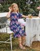 21KIDS Girls Floral Casual Short Sleeve Short Dress Maxi Dress with Pockets, Dark Blue, 10 Years view 3