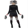 Smiffys Fever Gothic Cheerleader Costume, Black with Crop Top, Skirt & Pom Poms, Fever Fancy Dress, Halloween Dress Up Costumes view 3